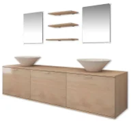 Inne meble do łazienki - Beżowy zestaw do łazienki z 2 umywalkami L4-R53 - miniaturka - grafika 1