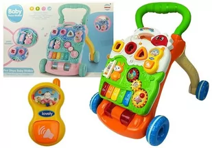 Pchacz edukacyjny z pianinkiem pomarańczowo-zielony - Pchacze - miniaturka - grafika 1
