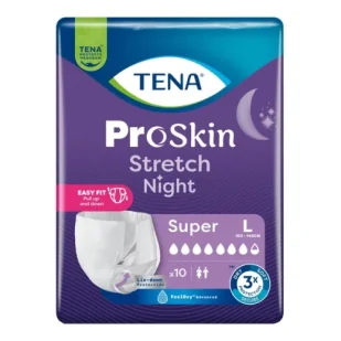 TENA ProSkin Stretch Night Super – pieluchomajtki na noc, rozmiar L, 10 szt. - Bielizna lecznicza TENA ProSkin Stretch Night Super – pieluchomajtki na noc, rozmiar L, 10 szt. - Bielizna lecznicza - miniaturka - grafika 1