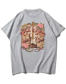 Koszulki i topy damskie - Koszulka oversize Rock & Roll Rockowa Dusza Gitara Muzyka Szara XXL - miniaturka - grafika 1