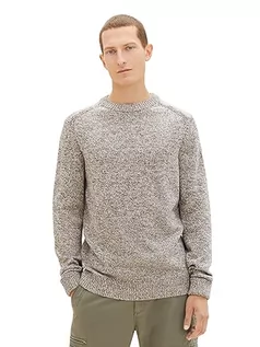 Swetry męskie - TOM TAILOR sweter męski, 32742 – beżowy granatowy mouline, S - grafika 1
