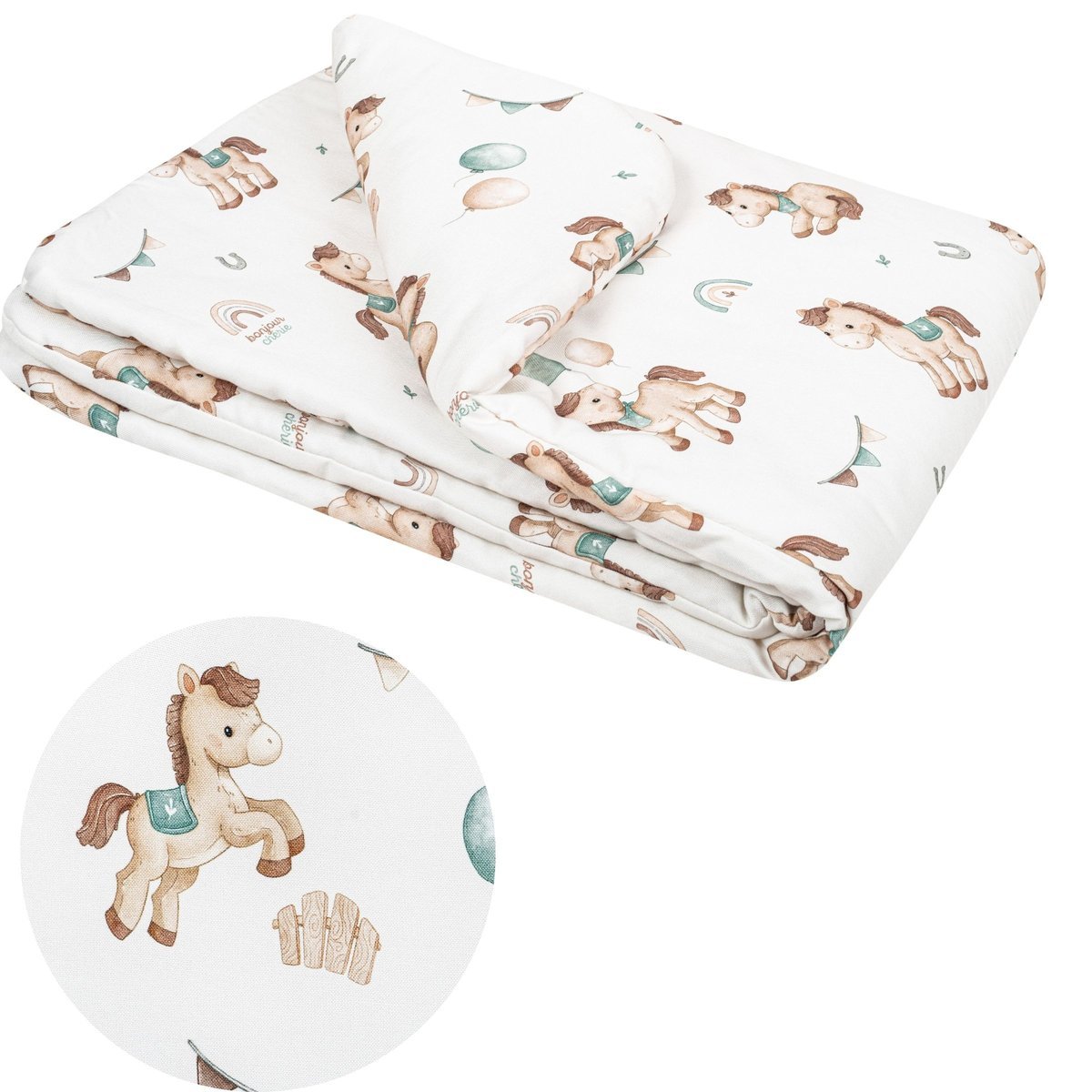 Bawełniana Kołderka Starszaka XL 140x200 cm Koniki