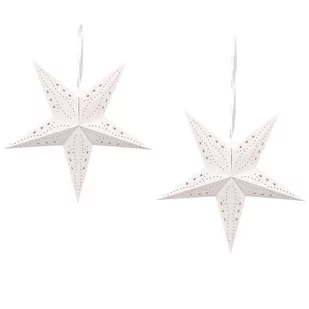 Lumarko Zestaw 2 wiszących gwiazd brokatowych LED 45 cm biały MOTTI - Ozdoby bożonarodzeniowe - miniaturka - grafika 1
