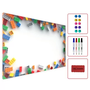 Allboards Tablica magnetyczna metalowa KLOCKI 60x40cm MetalBoards blacha z nadrukiem na wszystkie rodzaje magnesów + zestaw akcesoriów GRATIS MB64_00021 - Tablice i flipcharty - miniaturka - grafika 1