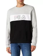 Bluzy męskie - FILA Męska bluza z logo Stanton Blocked, Light Grey Melange-Black-Bright White, L - miniaturka - grafika 1