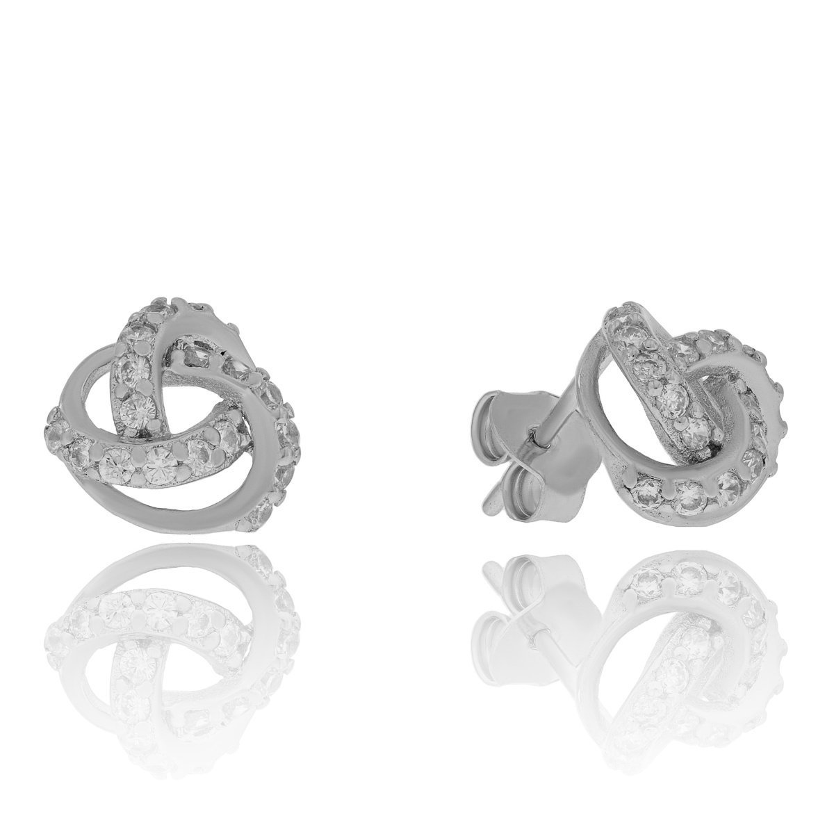 Srebrne kolczyki z cyrkoniami sztyfty supełki pr. 925