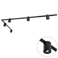 Lampy sufitowe - QAZQA Nowoczesny system szynowy 1-fazowy z 5 punktami w kolorze czarnym - Rondoo Up - miniaturka - grafika 1