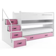 Łóżka dla dzieci i młodzieży - Biało-różowe łóżko dla dziewczynek z biurkiem - Ilos - miniaturka - grafika 1