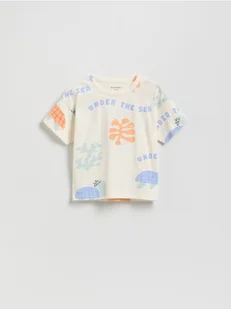 Reserved - Bawełniany t-shirt z nadrukiem - złamana biel - Bluzki dla niemowląt - miniaturka - grafika 1