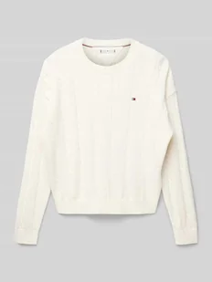 Sweter z dzianiny z wyhaftowanym logo - Swetry dla dziewczynek - miniaturka - grafika 1