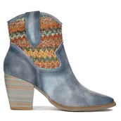 Botki damskie - Maciejka Botki Damskie Skórzane Niebieskie-36 - miniaturka - grafika 1