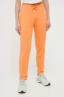 Spodnie damskie - 4F spodnie dresowe kolor pomarańczowy gładkie - grafika 1