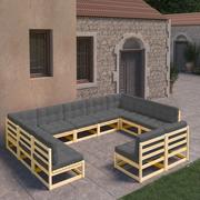 Meble ogrodowe - vidaXL 11-cz zestaw wypoczynkowy do ogrodu z poduszkami lita sosna 3077224 - miniaturka - grafika 1