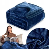 Koce - Koc 200x220 akrylowy jednolity ciepły GRUBY pled na łóżko YASEMIN niebieski - miniaturka - grafika 1