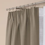 Zasłony - Gotowa zasłona do salonu 100% zaciemniająca na taśmie, kolor szaro-beżowy, rozmiar 140x230 cm - miniaturka - grafika 1