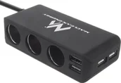 Ładowarki samochodowe - Ładowarka Maclean Rozdzielacz gniazda zapalniczki samochodowej Maclean MCE117A 3 gniazda, USB: 2 x 2.4A + 2 x 1A woltomierz max 120W czarny gumow - miniaturka - grafika 1