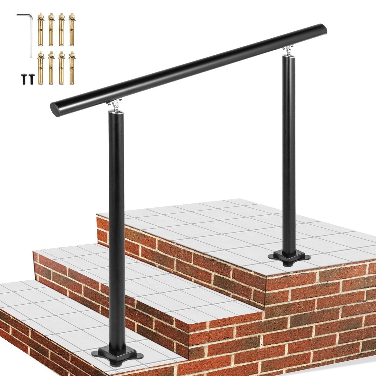 Poręcz zewnętrzna 91cm regulowana 0-60° czarna aluminiowa do schodów ogród