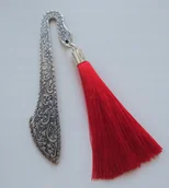 Zakładki do książek - ZAKŁADKA DO KSIĄŻKI CZERWONY CHWOST FRĘDZEL SATYNA - miniaturka - grafika 1