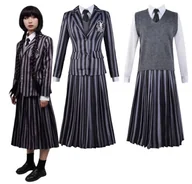 Stroje karnawałowe - Strój Kostium Mundurek Wednesday Addams Cosplay 158/164 S - miniaturka - grafika 1