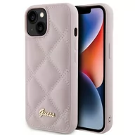 Etui i futerały do telefonów - Guess GUHCP15SPSQSQSP etui obudowa do iPhone 15 6.1" różowy/pink hardcase Quilted Metal Logo - miniaturka - grafika 1