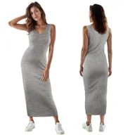 Sukienki - Letnia Długa Sukienka Prążkowana Szara Maxi Captain Mike L/XL - miniaturka - grafika 1