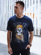 Koszulki męskie - T-shirt męski z nadrukiem granatowy Dstreet RX5618-M - miniaturka - grafika 1