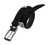 Paski - Pasek Męski Skórzany Arucce (PL) Skóra Licowa EXTRA Klamra Nowoczesna ZAMSZOWY 35 mm CZARNY Z CZARNĄ NITKĄ - miniaturka - grafika 1