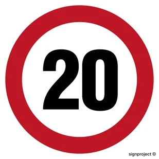 SA026 OGRANICZENIE PRĘDKOŚCI 20, FN - FOLIA SAMOPRZYLEPNA; (600X600MM) - Systemy ekspozycyjne i znaki informacyjne - miniaturka - grafika 1
