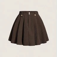 Spódnice - TEMU 1 szt. Elegancka plisowana spódnica poliestrowa dla kobiet, letnia spódnica trapezowa w jednolitym kolorze z detalem guzików - miniaturka - grafika 1