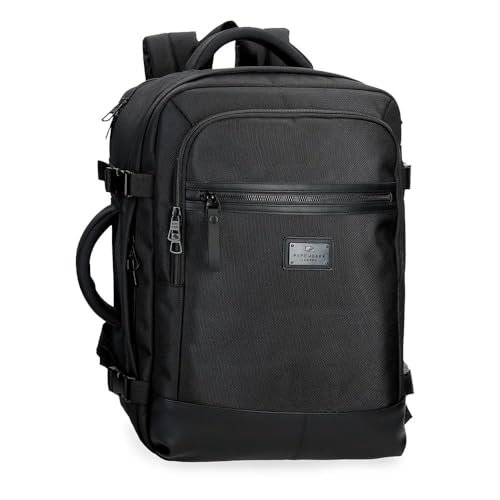 Pepe Jeans Blackmore Plecak kabinowy na laptopa 15,6 cala czarny 30 x 44 x 18 cm poliester z akcentami ze sztucznej skóry 23,76 l by Joumma Bags, Czarny (Black), Talla única, Plecak kabinowy na