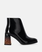 Botki damskie - Lakierowane botki z obcasem w panterkę - Venezia - miniaturka - grafika 1