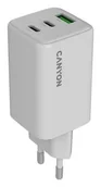 Ładowarki do telefonów - Canyon CU65ACC GaN 65W 2xPD 1xQC EU Biała - miniaturka - grafika 1