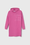 Sukienki i spódniczki dla dziewczynek - Calvin Klein Jeans sukienka bawełniana dziecięca kolor różowy mini prosta - miniaturka - grafika 1