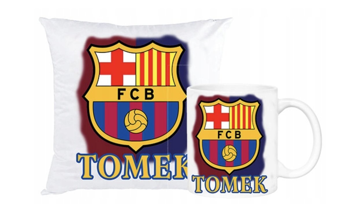 ZESTAW PODUSZKA + KUBEK Prezent FC BARCELONA BARCA YAMAL + IMIĘ 13