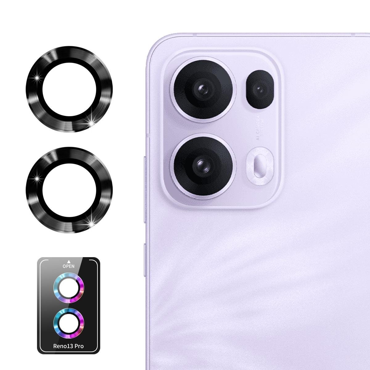 ENKAY Hat-Prince szkło hartowane 9H na aparat do OPPO Reno13 Pro – aluminiowa ramka, czarne