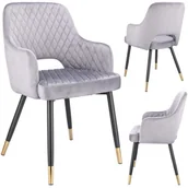 Krzesła - Krzesło tapicerowane, welurowe, Borgo, czarne nogi, szare - miniaturka - grafika 1