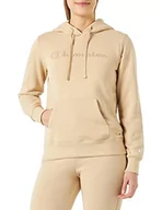 Bluzy damskie - Champion Damska bluza z kapturem Legacy American Classics Powerblend Terry Logo, Brązowy szarobrązowy, XS - miniaturka - grafika 1