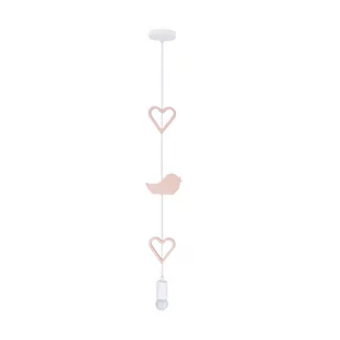 Drewniana lampa wisząca Heart dla dzieci biała różowa - Lampy sufitowe - miniaturka - grafika 1