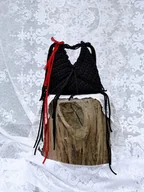 Torebki damskie - Czarna Torebka ze Sznurka Bawełnianego z Recyklingu z Frędzlami - miniaturka - grafika 1