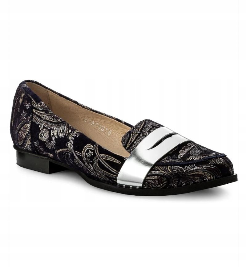 Sergio Bardi Mokasyny Granatowe Skóra 36 3T9G8*