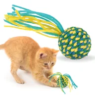 Piłki dla dzieci - Piłka z frędzlami dla kota, grzechotka dla kotka, miękka piłeczka 4 cm - miniaturka - grafika 1