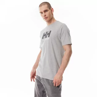 Koszulki sportowe męskie - Męski t-shirt z nadrukiem Helly Hansen HH Logo T-Shirt - szary - HELLY HANSEN - grafika 1