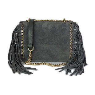 Piękna duża listonoszka A5 frędzle ,złoto ,dzety ,łańcuch skóra zamsz z dollaro szara VPZ88G - Torebki damskie Piękna duża listonoszka A5 frędzle ,złoto ,dzety ,łańcuch skóra zamsz z dollaro szara VPZ88G - Torebki damskie - miniaturka - grafika 1