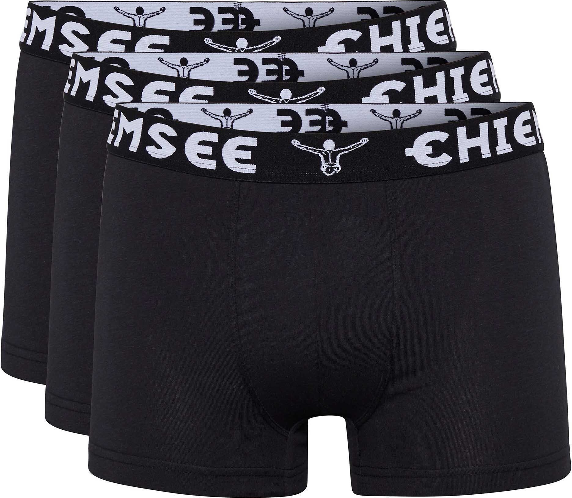 Bokserki męskie CHIEMSEE, 3-pak - szorty, logo w pasie, jednokolorowe, czarne XL