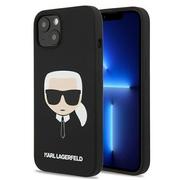 Etui i futerały do telefonów - Karl Lagerfeld Silicone Ikonik Karl`s Head - Etui iPhone 13 Mini (czarny) KLHCP13SSLKHBK - miniaturka - grafika 1