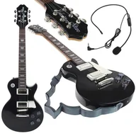 Instrumenty muzyczne dla dzieci - Gitara Elektryczna Rockowa z Mikrofonem Karaoke dla Dzieci Melodie Podkłady - Czarna - miniaturka - grafika 1