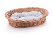 Legowiska dla psów - wiklinowy-swiat Wiklinowy leżak dla psa kota zwierząt z poduszką szarą k61 rozmiar IV - miniaturka - grafika 1