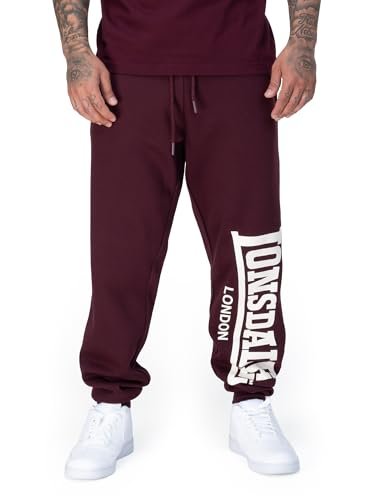 Lonsdale Męskie spodnie do biegania Logo, rozmiar L, normalny krój, Oxblood/Ecru, 5XL
