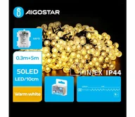 Lampy ogrodowe - Aigostar - LED Zewnętrzny łańcuch bożonarodzeniowy 50xLED/3xAA/8 funkcji 5,3 m IP44 ciepła biel - miniaturka - grafika 1