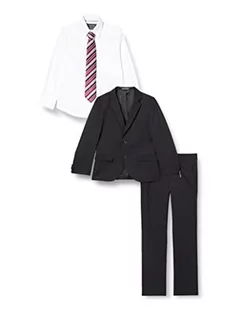 Krawaty i muchy męskie - G.O.L. chłopięcy zestaw odzieży 4-częściowy garnitur, składający się z marynarki, spodni, koszuli, krawatu, czarny (Black 2), 146 cm - grafika 1